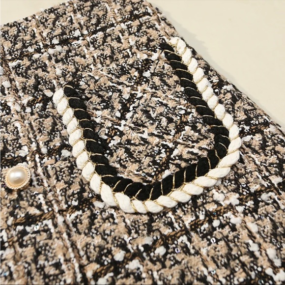 NWOT Winter Plaid Tweed Mini Skirt - Picture 3 of 6